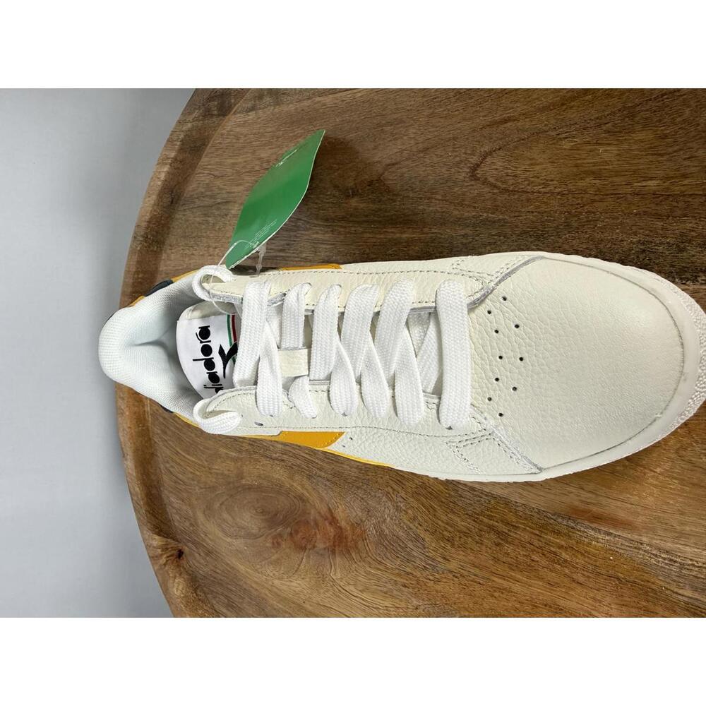 Diadora Game L Low White Golden Rod Leather Sneakers Size US 6 / EU 36.5 NWB - Picture 7 of 11